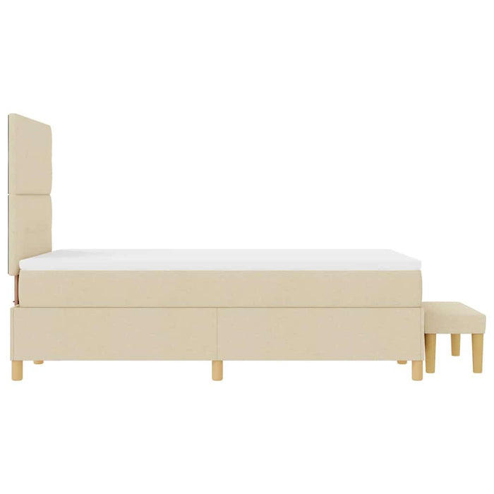Pat cu arcuri cu saltea cu headboard Crem 120 x 200 cm țesătură - WALTI WALTI