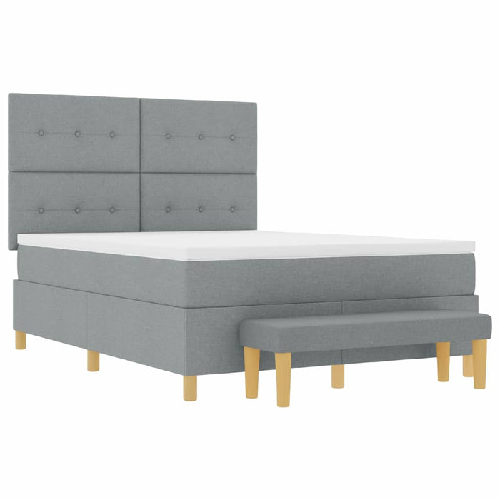 Pat cu arcuri cu saltea Gri deschis 140 x 190 cm țesătură - WALTI WALTI