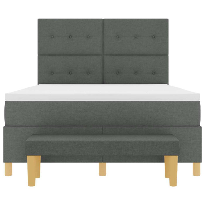 Pat cu arcuri cu saltea Gri închis 140 x 190 cm țesătură - WALTI WALTI