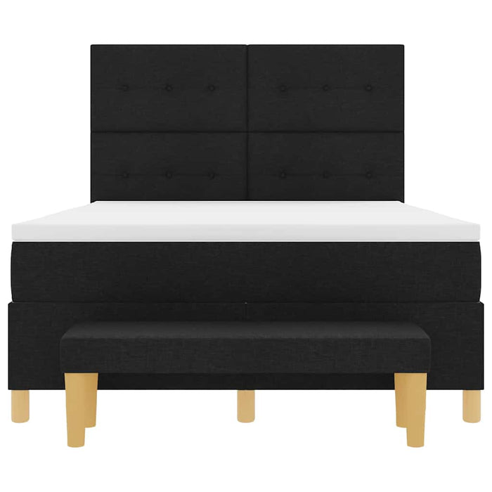 Pat cu arcuri cu saltea Negru 140 x 190 cm țesătură - WALTI WALTI