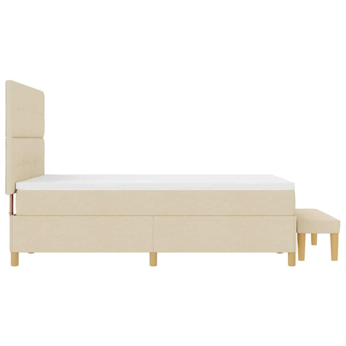 Pat cu arcuri cu headboard Crem 140 x 190 cm țesătură WALTI