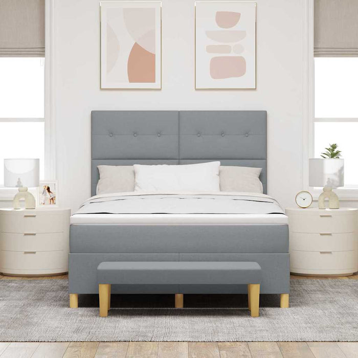 Pat cu arcuri cu saltea Gri deschis 140 x 200 cm țesătură - WALTI WALTI
