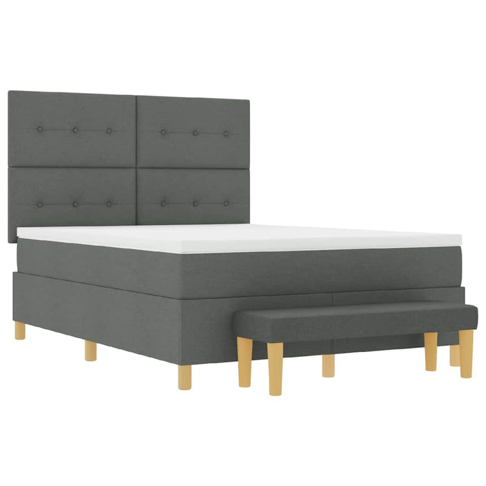 Pat cu arcuri cu saltea Gri închis 140 x 200 cm țesătură - WALTI WALTI