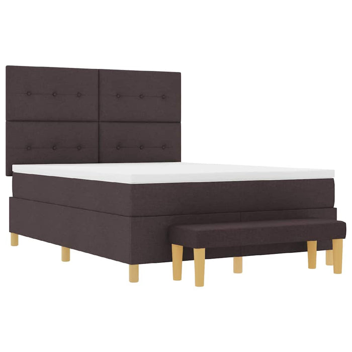 Pat cu arcuri cu saltea Maro închis 140 x 200 cm țesătură - WALTI WALTI