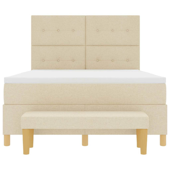Pat cu arcuri cu pernă cu headboard Crem 200 x 140 cm țesătură - WALTI WALTI
