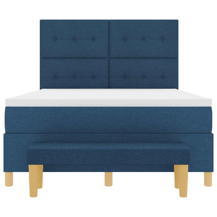 Pat cu arcuri cu saltea albastru 140 x 200 cm țesătură - WALTI WALTI