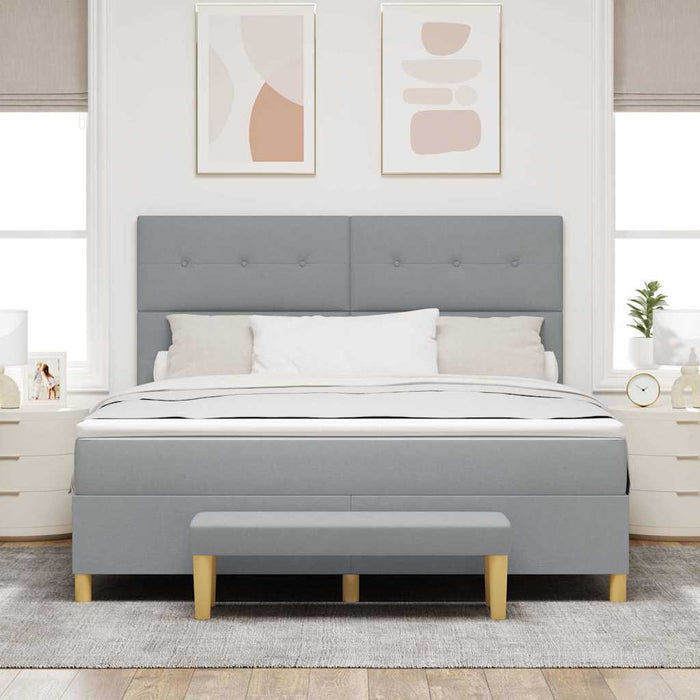 Pat cu arcuri cu saltea Gri deschis 180 x 200 cm țesătură - WALTI WALTI