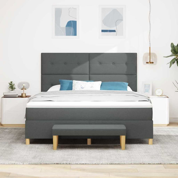 Pat cu arcuri cu headboard Gri închis 200 x 180 cm țesătură WALTI