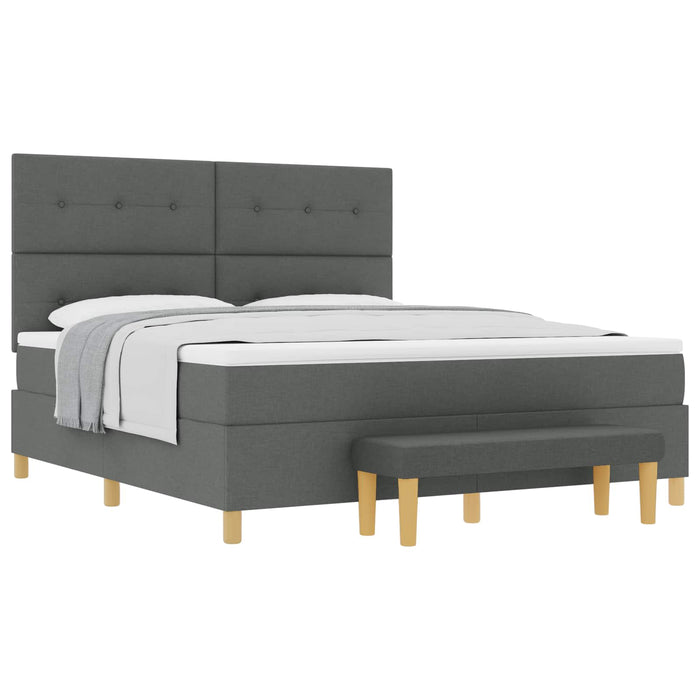 Pat cu arcuri cu headboard Gri închis 200 x 180 cm țesătură WALTI