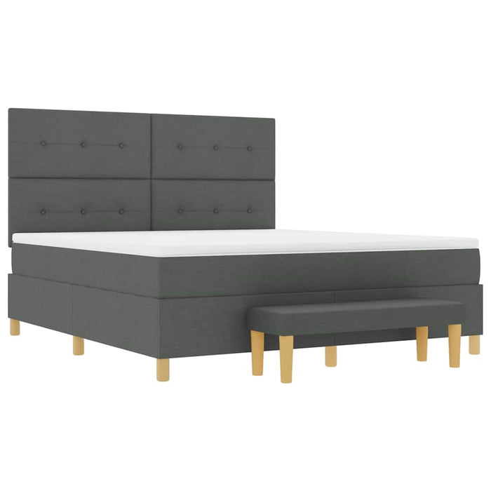 Pat cu arcuri cu headboard Gri închis 200 x 180 cm țesătură WALTI