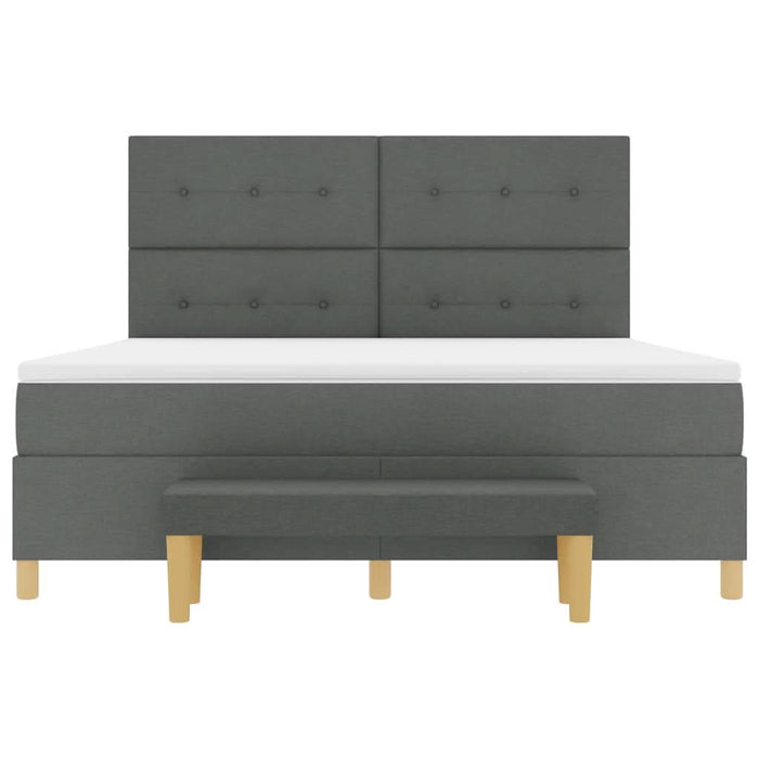 Pat cu arcuri cu headboard Gri închis 200 x 180 cm țesătură WALTI