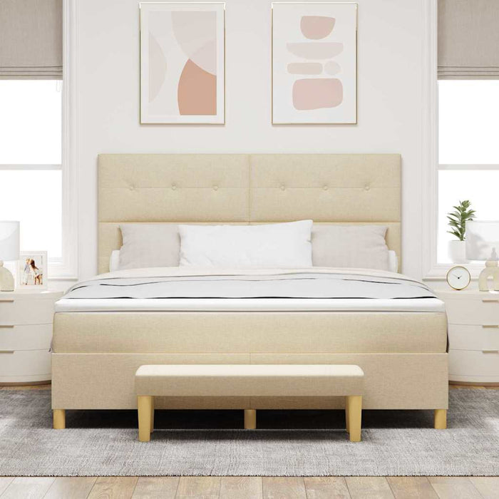 Pat cu arcuri cu saltea cu headboard Crem 180 x 200 cm țesătură - WALTI WALTI