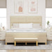 Pat cu arcuri cu saltea cu headboard Crem 180 x 200 cm țesătură - WALTI WALTI