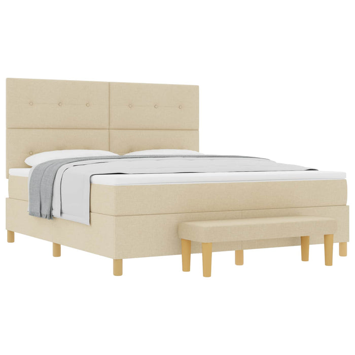 Pat cu arcuri cu saltea cu headboard Crem 180 x 200 cm țesătură - WALTI WALTI