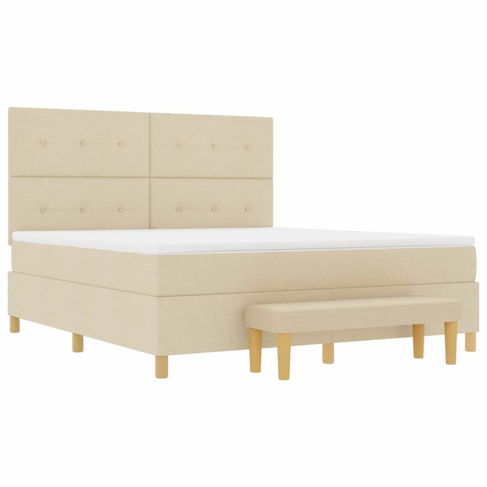 Pat cu arcuri cu saltea cu headboard Crem 180 x 200 cm țesătură - WALTI WALTI