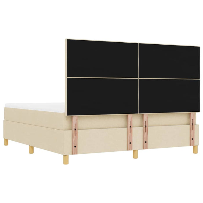 Pat cu arcuri cu saltea cu headboard Crem 180 x 200 cm țesătură - WALTI WALTI