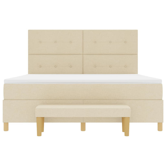 Pat cu arcuri cu saltea cu headboard Crem 180 x 200 cm țesătură - WALTI WALTI