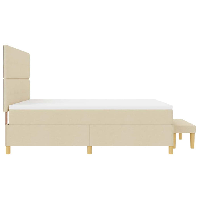 Pat cu arcuri cu saltea cu headboard Crem 180 x 200 cm țesătură - WALTI WALTI