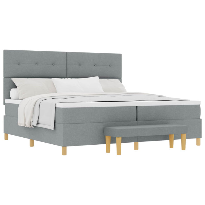Pat cu arcuri cu headboard Gri deschis 200 x 200 cm țesătură WALTI