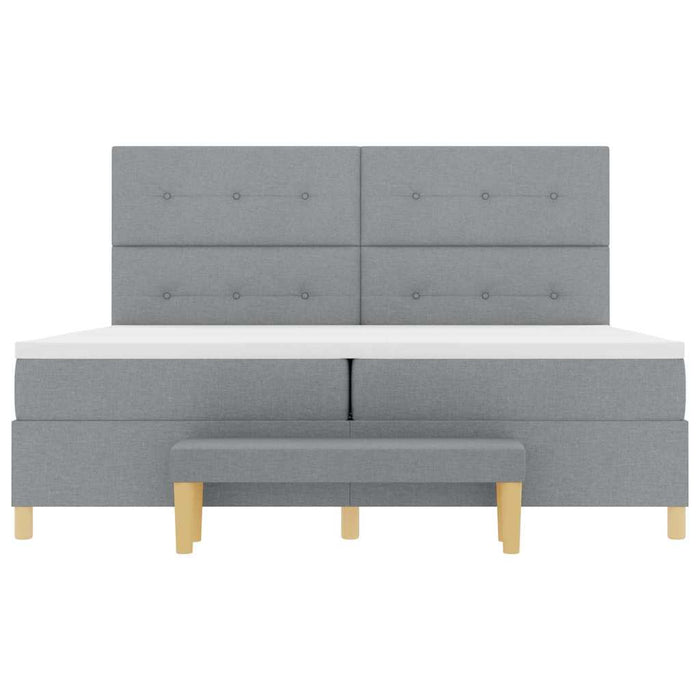 Pat cu arcuri cu headboard Gri deschis 200 x 200 cm țesătură WALTI