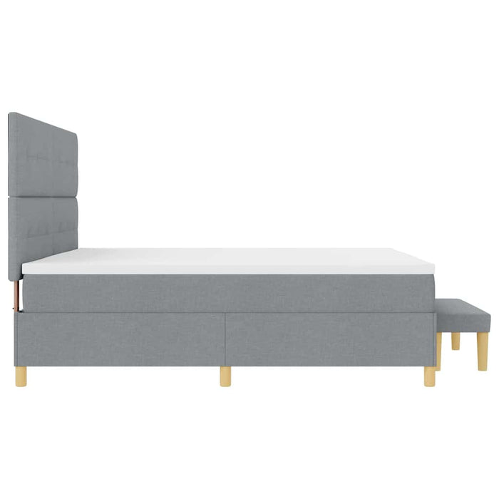 Pat cu arcuri cu headboard Gri deschis 200 x 200 cm țesătură WALTI