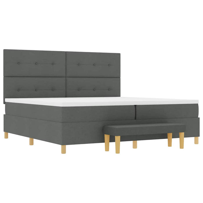 Pat cu arcuri cu headboard Gri închis 200 x 200 cm țesătură WALTI
