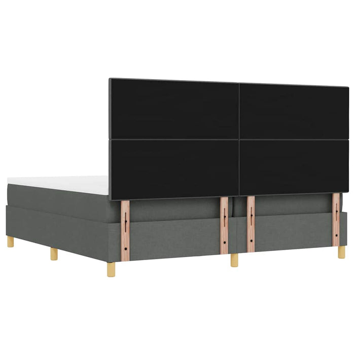 Pat cu arcuri cu headboard Gri închis 200 x 200 cm țesătură WALTI