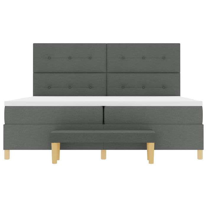 Pat cu arcuri cu headboard Gri închis 200 x 200 cm țesătură WALTI