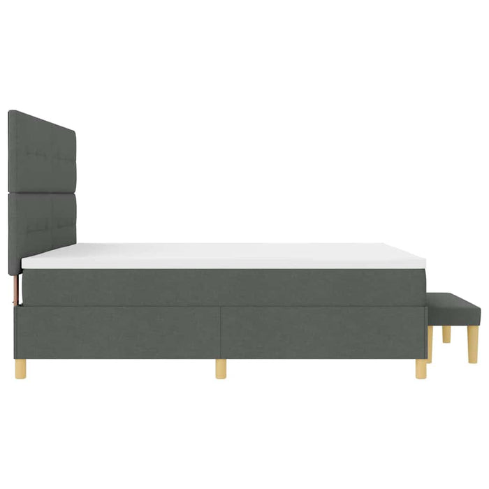 Pat cu arcuri cu headboard Gri închis 200 x 200 cm țesătură WALTI