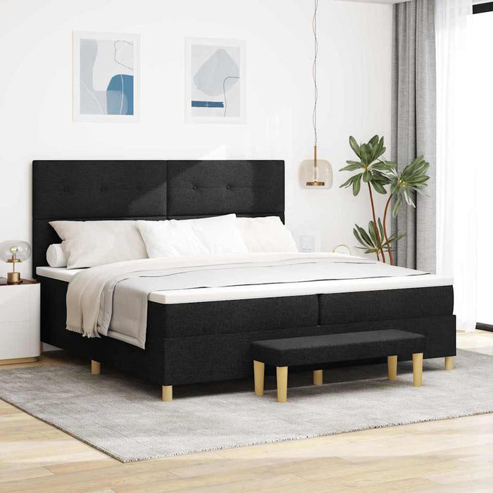 Pat cu arcuri cu headboard Negru 200 x 200 cm țesătură - WALTI WALTI