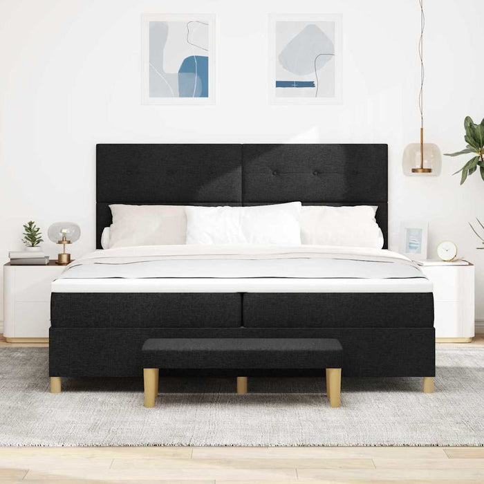 Pat cu arcuri cu headboard Negru 200 x 200 cm țesătură - WALTI WALTI