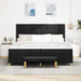 Pat cu arcuri cu headboard Negru 200 x 200 cm țesătură - WALTI WALTI