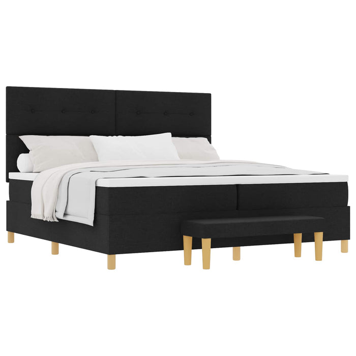 Pat cu arcuri cu headboard Negru 200 x 200 cm țesătură - WALTI WALTI