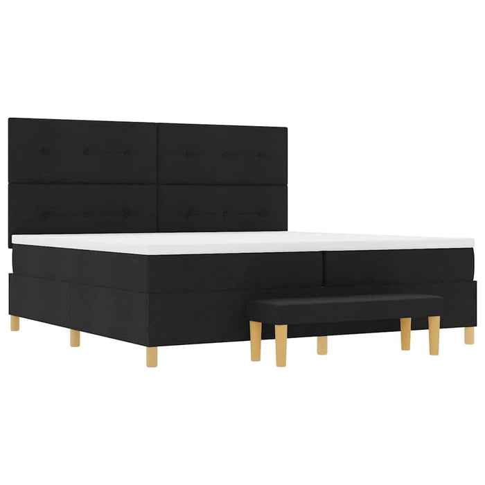 Pat cu arcuri cu headboard Negru 200 x 200 cm țesătură - WALTI WALTI