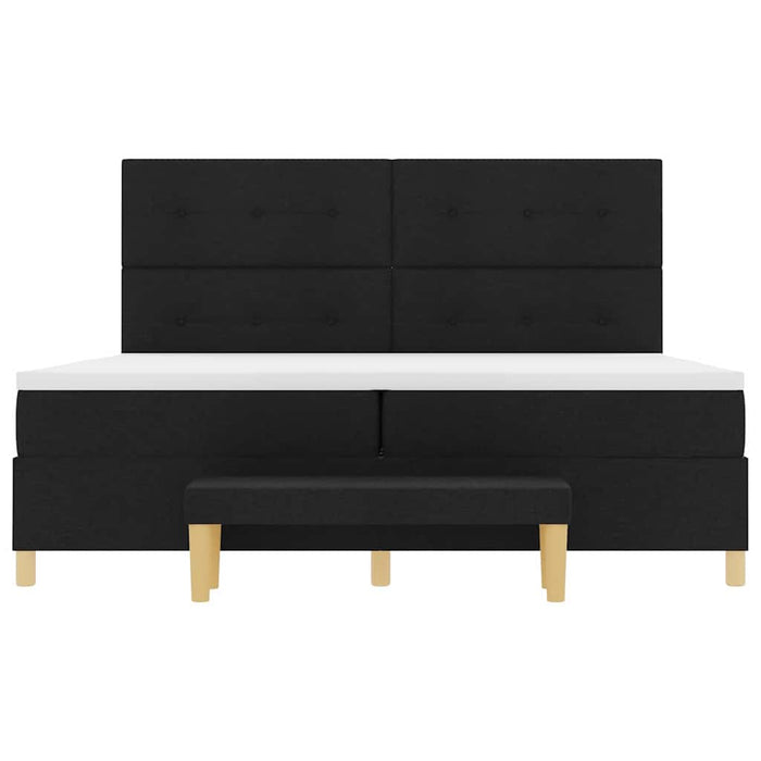 Pat cu arcuri cu headboard Negru 200 x 200 cm țesătură - WALTI WALTI