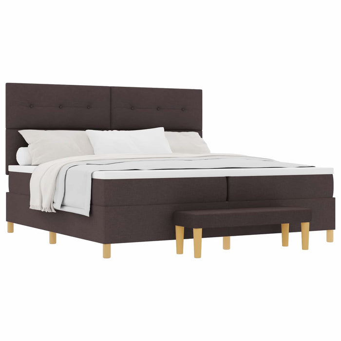 Pat cu arcuri cu headboard Maro închis 200 x 200 cm țesătură WALTI