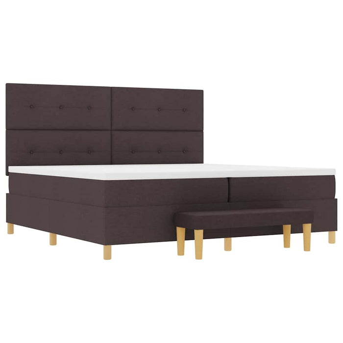 Pat cu arcuri cu headboard Maro închis 200 x 200 cm țesătură WALTI