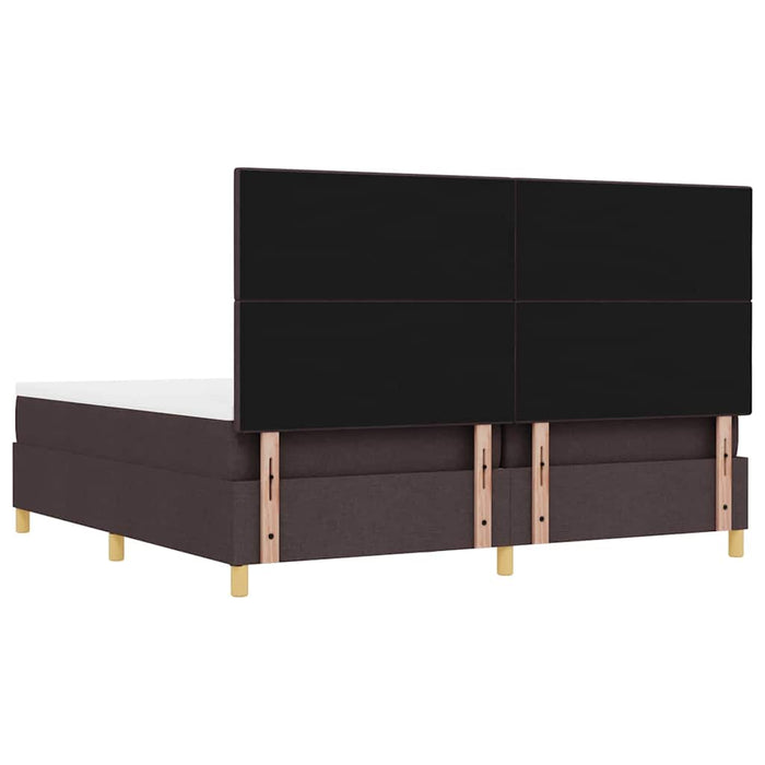 Pat cu arcuri cu headboard Maro închis 200 x 200 cm țesătură WALTI