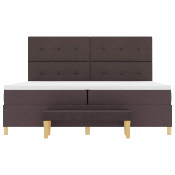 Pat cu arcuri cu headboard Maro închis 200 x 200 cm țesătură WALTI