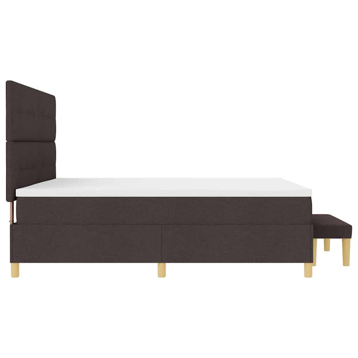 Pat cu arcuri cu headboard Maro închis 200 x 200 cm țesătură WALTI