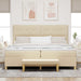 Pat cu arcuri cu saltea cu headboard Crem 200 x 200 cm țesătură - WALTI WALTI