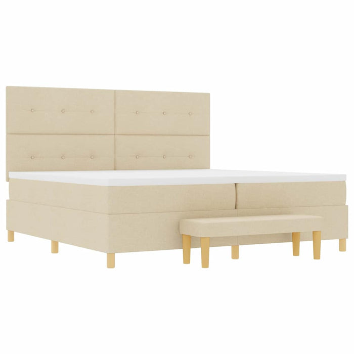 Pat cu arcuri cu saltea cu headboard Crem 200 x 200 cm țesătură - WALTI WALTI