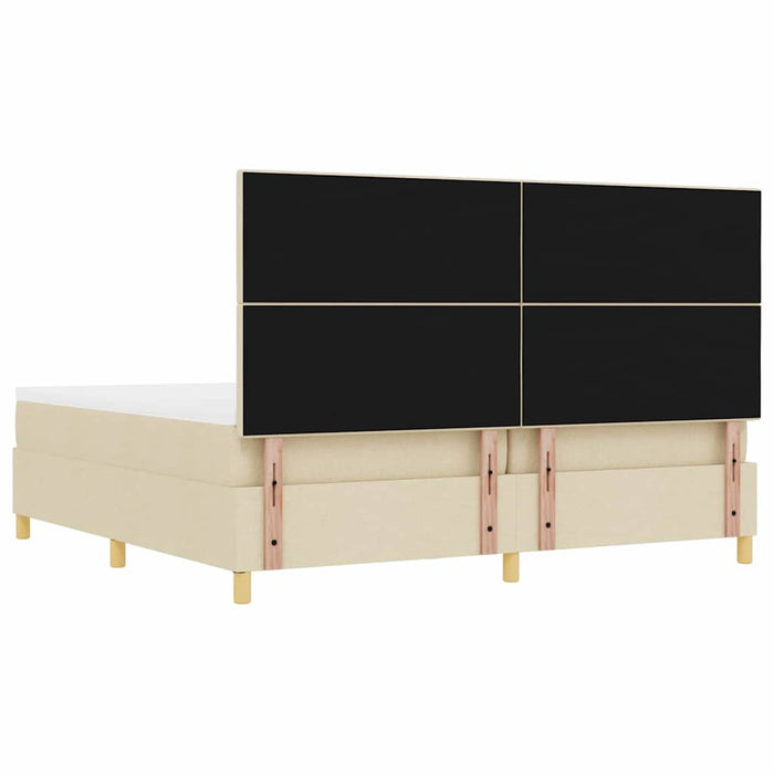 Pat cu arcuri cu saltea cu headboard Crem 200 x 200 cm țesătură - WALTI WALTI