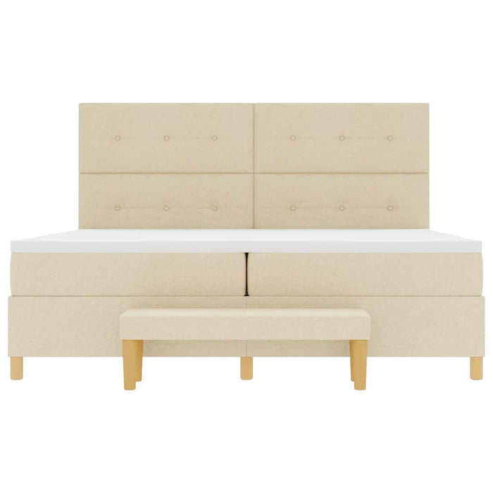 Pat cu arcuri cu saltea cu headboard Crem 200 x 200 cm țesătură - WALTI WALTI
