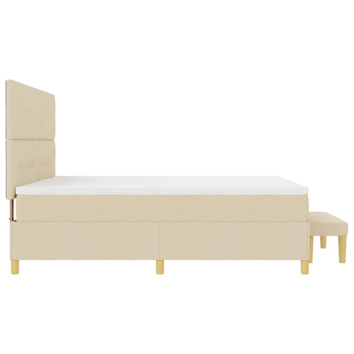 Pat cu arcuri cu saltea cu headboard Crem 200 x 200 cm țesătură - WALTI WALTI