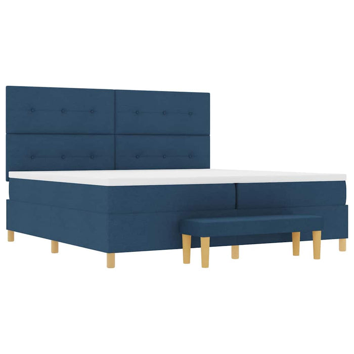 Pat cu arcuri cu saltea albastru 200 x 200 cm țesătură - WALTI WALTI