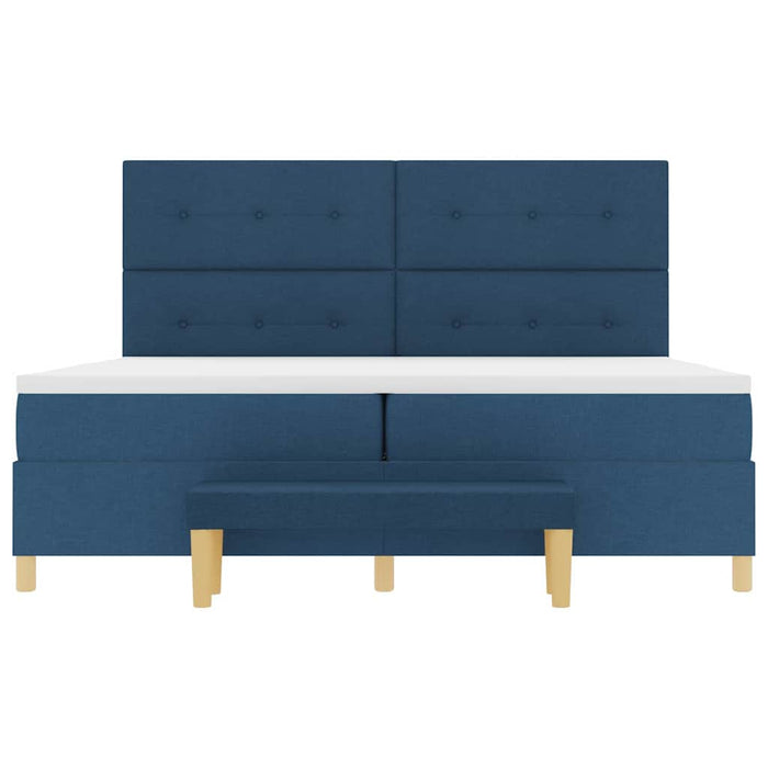 Pat cu arcuri cu saltea albastru 200 x 200 cm țesătură - WALTI WALTI