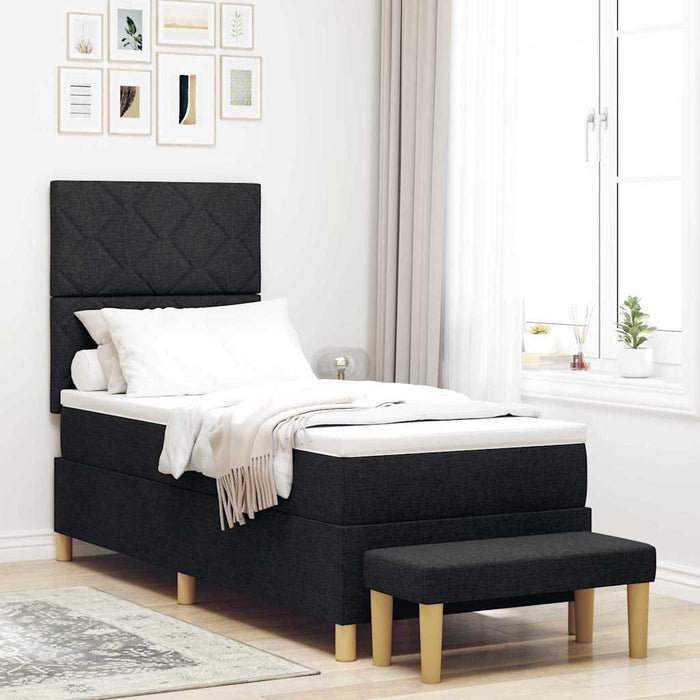 Pat cu arcuri cu pernă cu headboard Negru 200 x 80 cm țesătură WALTI