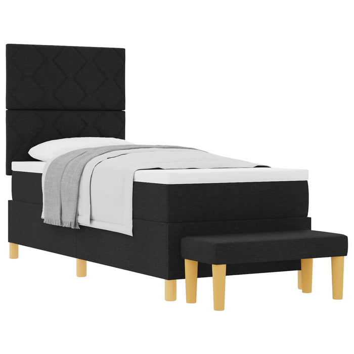 Pat cu arcuri cu pernă cu headboard Negru 200 x 80 cm țesătură WALTI