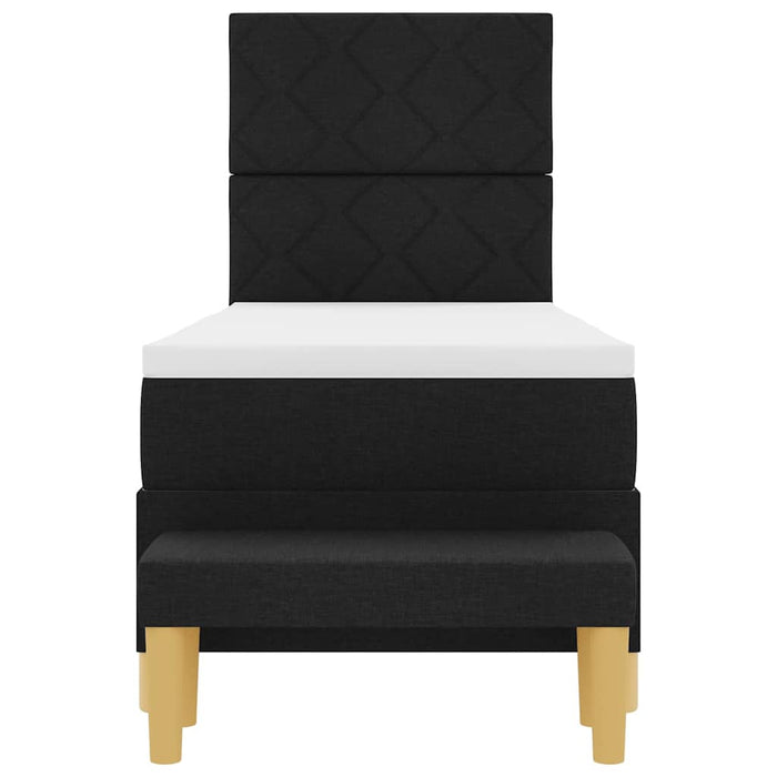 Pat cu arcuri cu pernă cu headboard Negru 200 x 80 cm țesătură WALTI